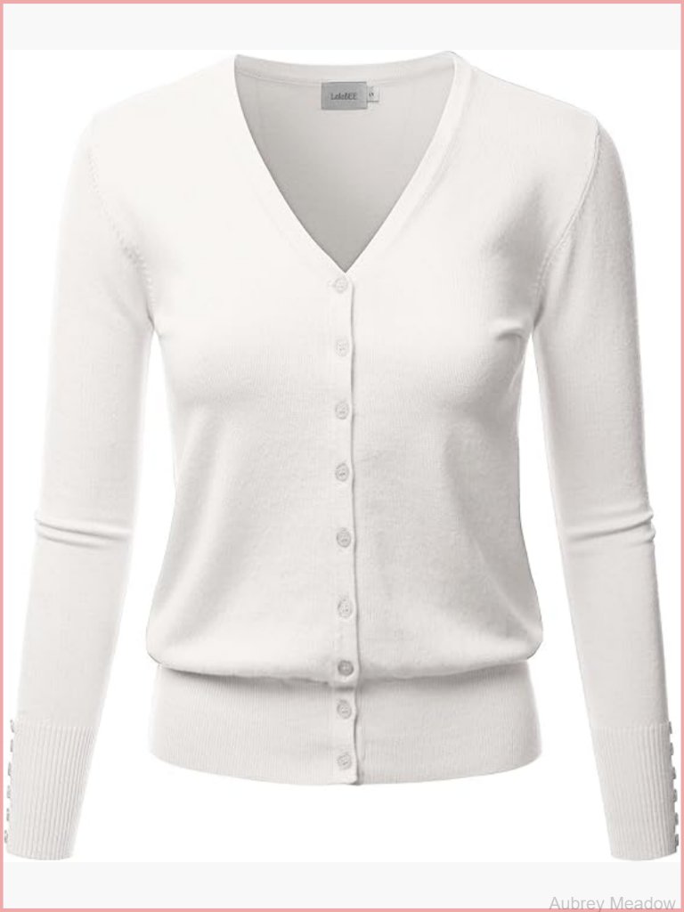 V-Neck Long Sleeve Button Down Cardigan Soft Knit S-Xxl